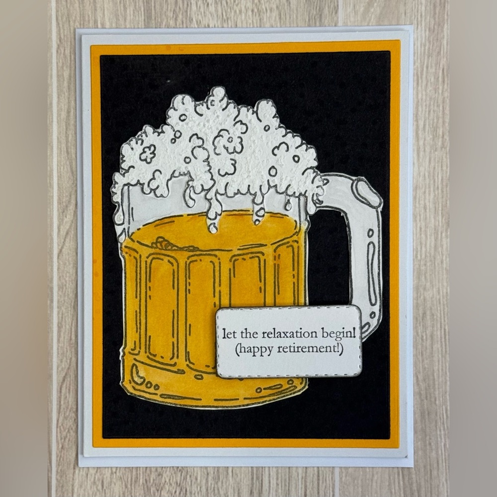 Hand-Stamped Handcrafted Beer Mug Retirement Card